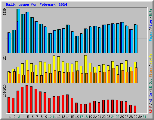 Daily usage for February 2024